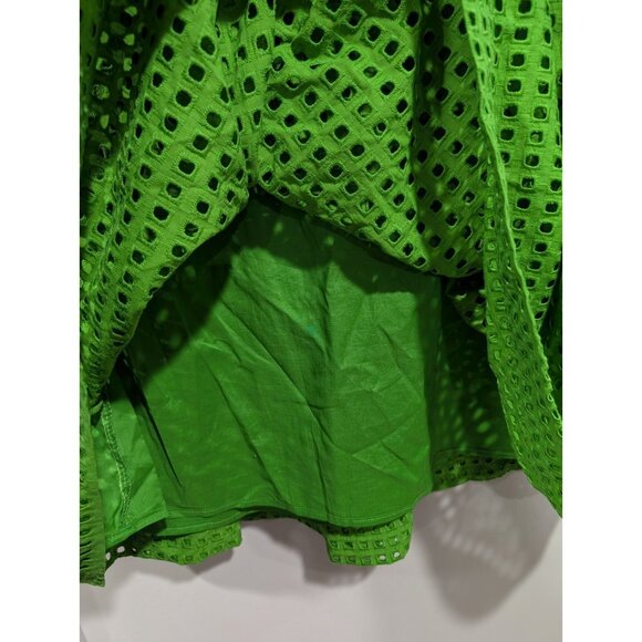 Kate Spade New York X Target Green Eyelet Volume Midi Skirt Side Pockets Size M - Picture 7 of 14